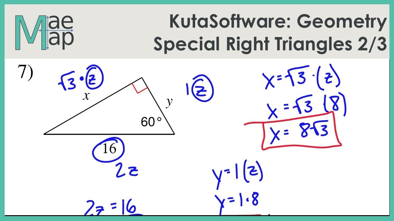 KutaSoftware: Geometry- Special Right Triangles Part 23 Pertaining To Special Right Triangles Worksheet