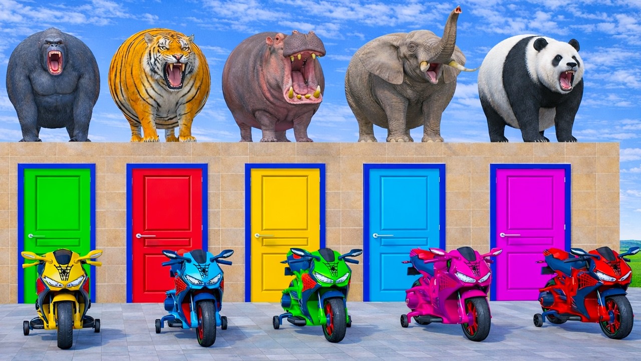 Long Slide Game With Cow Elephant Gorilla Hippopotamus Tiger 3d Animal Game Funny 3d Animals