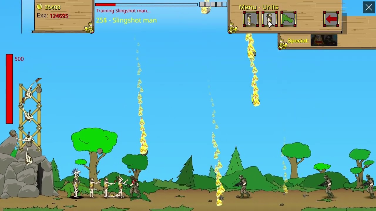 用原始人幹爛未來人【原始人進化守城】 滿血、只用原始人+建築破關Impossible - Age of War #Flash #懷舊遊戲-  YouTube