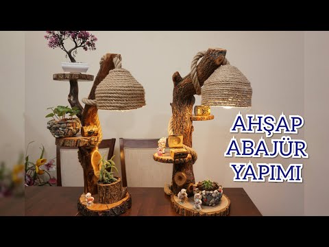 Halatlı Ahşap Abajür Yapımı (wood lampshade making)