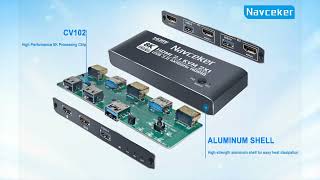 Navceker KVM Switch 8K 60Hz HDMI 2 PC 4K 165Hz USB 3,0 HUB