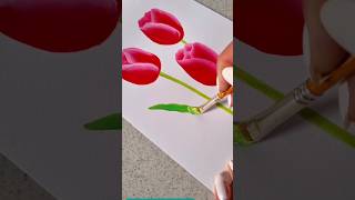 Easy Tulips #flowerpainting #acrylicpainting #artwork #art #viralshorts #wocol #painting