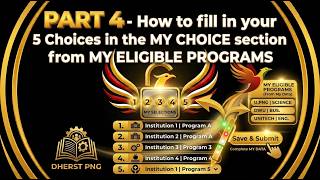Detalles PART 4 - How to fill in your 5 Choices from My Eligible Programs Guía