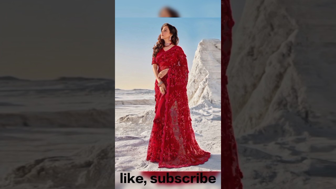 beautiful red Saree designs 