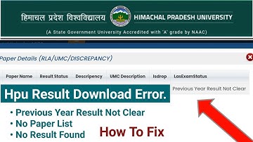 hpu result error & Solution student portal hpu