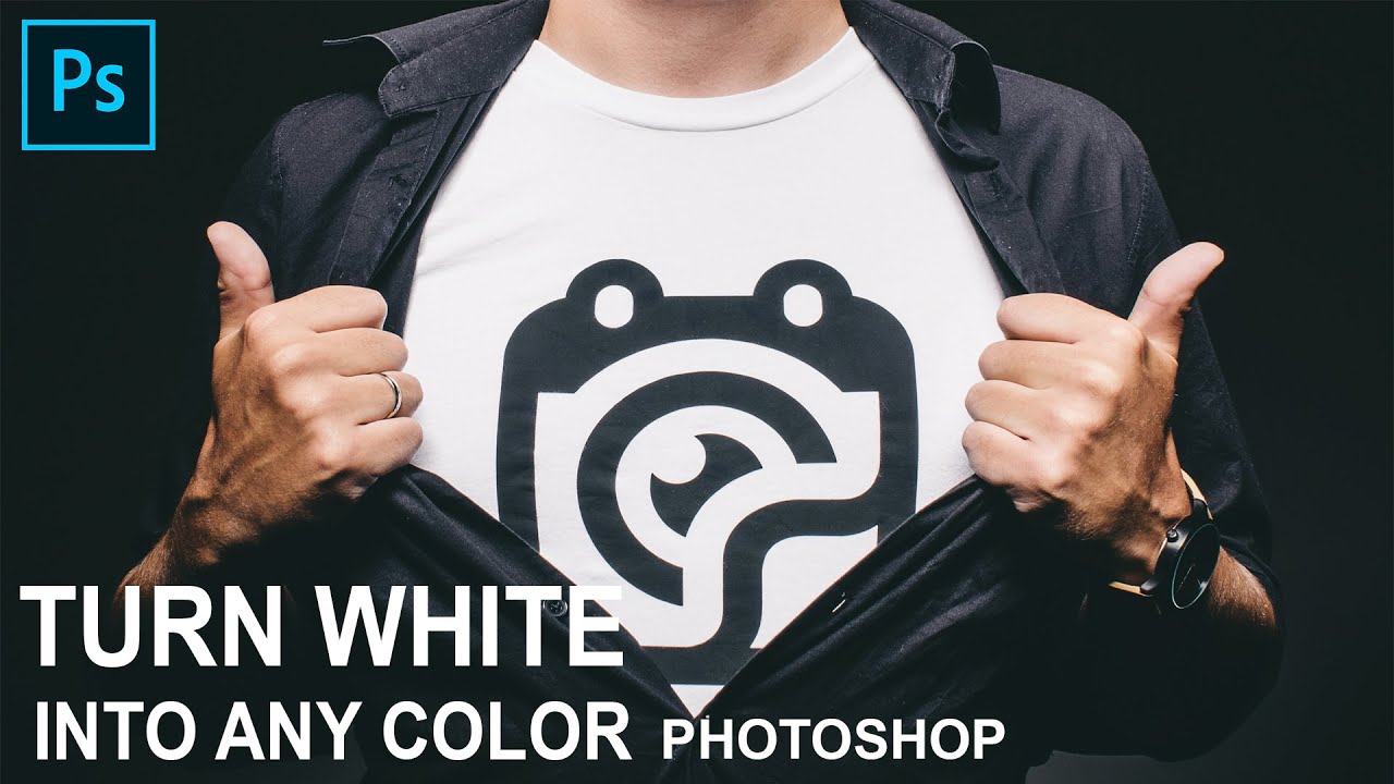 Turn white into any color in photoshop - YouTube