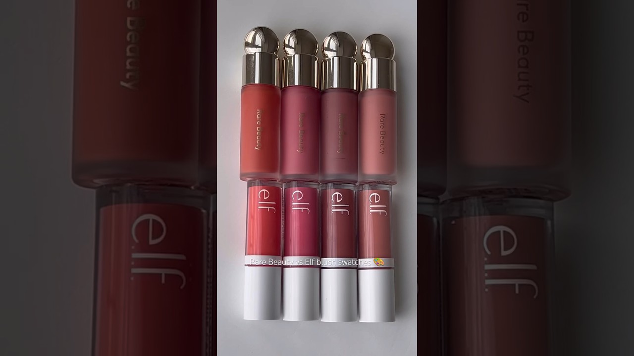 Rare Beauty vs Elf blush swatches 