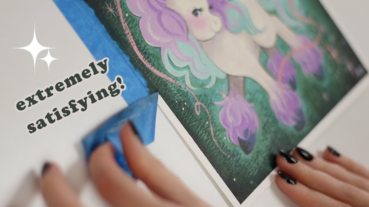 Extremely Satsifying - Peeling the Tape from my Paintings to Create Clean Edges! (ASMR whispering)