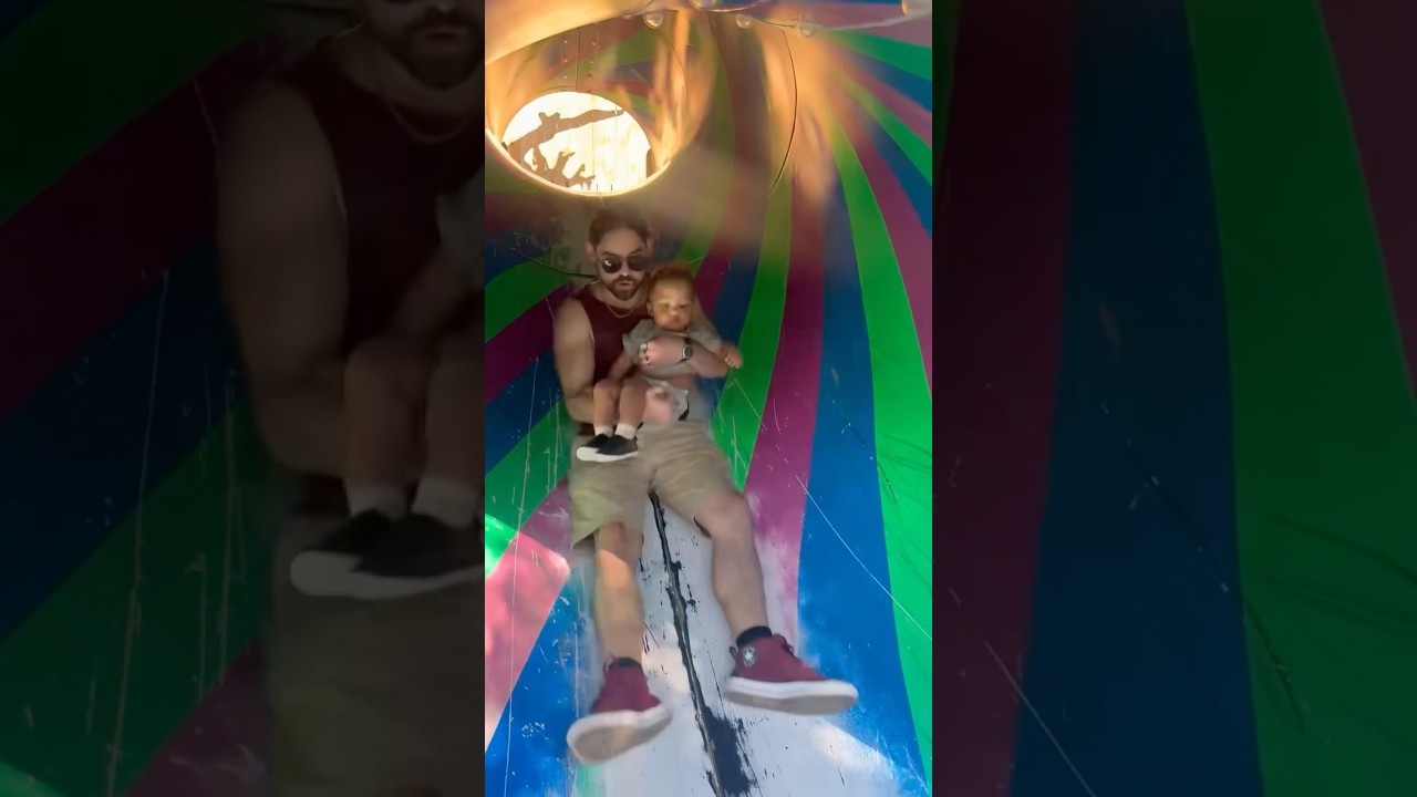 His first time going down a slide was a little too much for him😆 #family #funny #cute #baby #nephew