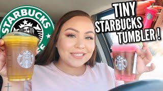 Trying Starbucks NEWEST Drinks! *TINY STARBUCKS TUMBLER*