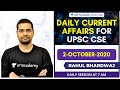 2-October-2020 | Daily Current Affairs/News Analysis | Crack UPSC CSE/IAS 2020 | Rahul Bhardwaj