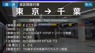 【全区間走行音】[総武快速線] 東京→千葉 E217系