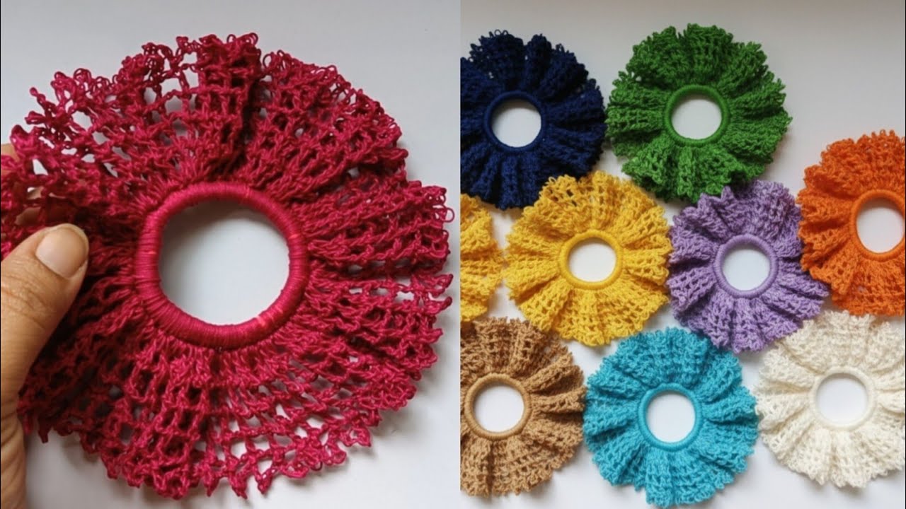 Beautiful and eye-catching crochet scrunchie - beginner friendly tutorial || Crochet hair tie || 