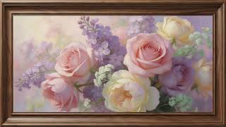 Pastel Rose Bouquet | Dreamy Soft Floral Painting | FrameScape 4K | Frame TV 4K screenshot 4