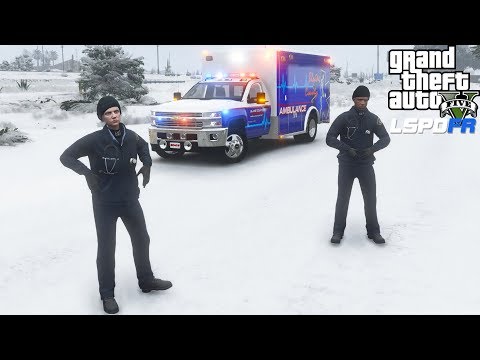 gta-5-paramedic-mod-in-the-snow---new-chevy-silverado-ems-ambulance-responding-to-emergency-calls
