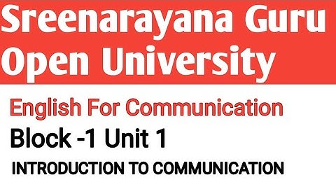 English For Communication Exam Oriented Class Block-1 Unit-1 | Sree narayana guru open university|
