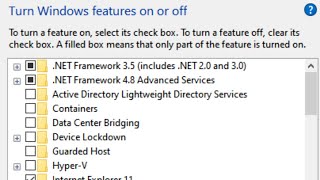 turn windows features on or off | install .net framework 3.5