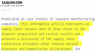 Supply Chain Lessons from the Catastrophic Natural Disaster in Japan  Case Study Help - Caseism.com