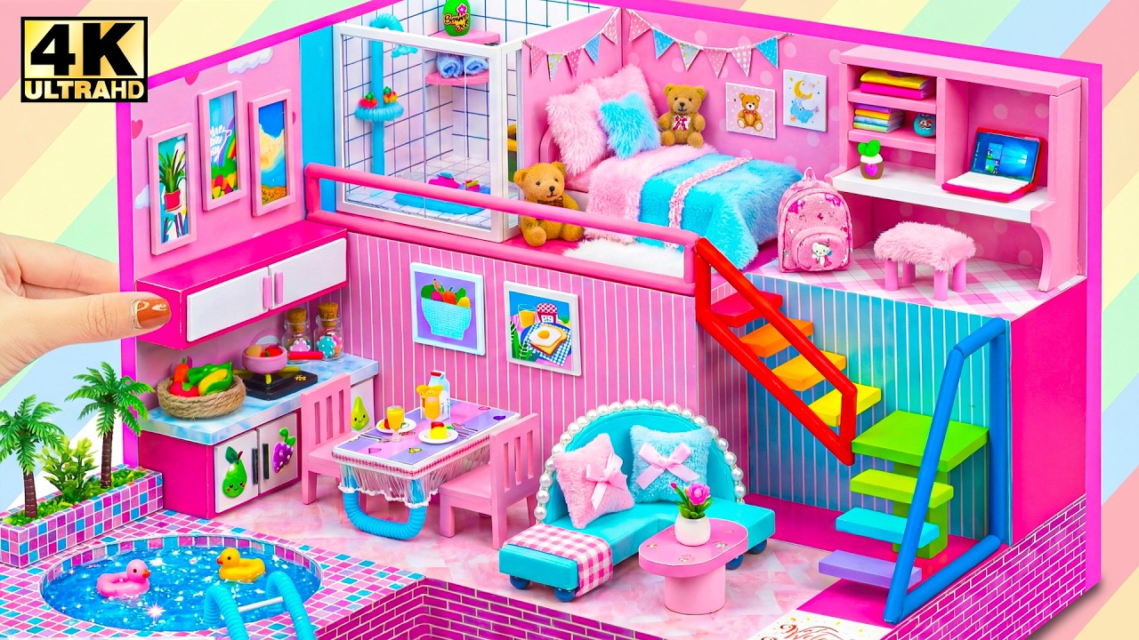 キミキス 菜々 Little pink summer ガレージキット Make Dreamy Pink 2-Story Paradise House with Mini Pool and Rainbow