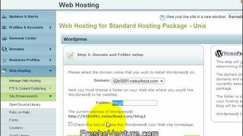 Network Solutions Easy Wordpress Installation - FresheVenture.com