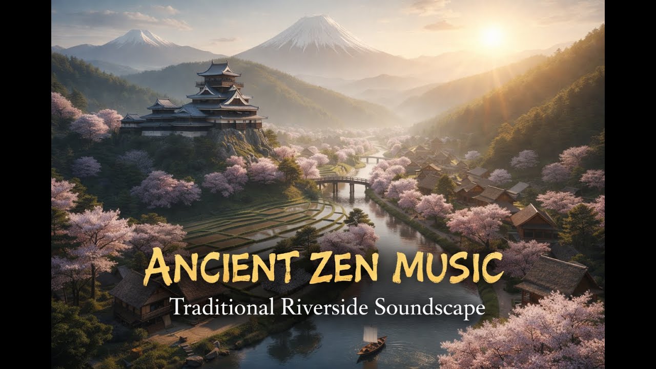 Ancient Japanese Instrumental Music 🌸 Traditional Riverside Soundscape for Deep Sleep & Meditation
