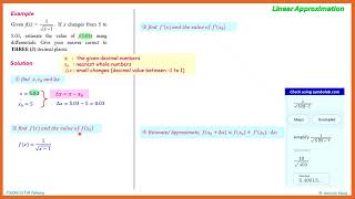 Linear Approximation Homework 35 example 3