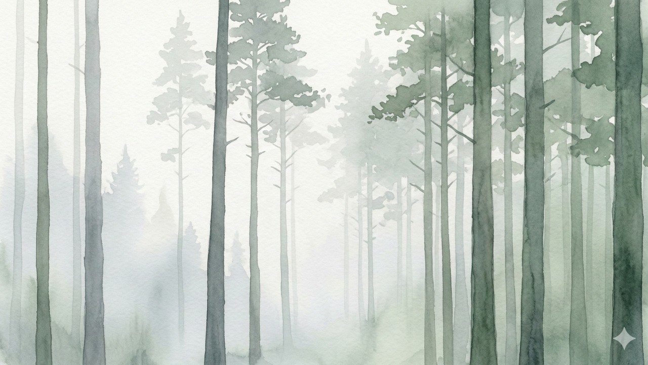 Silent Pines | Misty Forest Watercolor | 4K Digital Wall Art & Wallpaper | 3 Hours