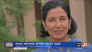 VIDEO: Crews work to repair sinkhole caused by rain