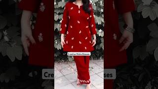 Hand embroidered 🥀 Co-Ord set ✨️ Hand embroidery #handembroidery #fashion #suits #threadwork #shorts
