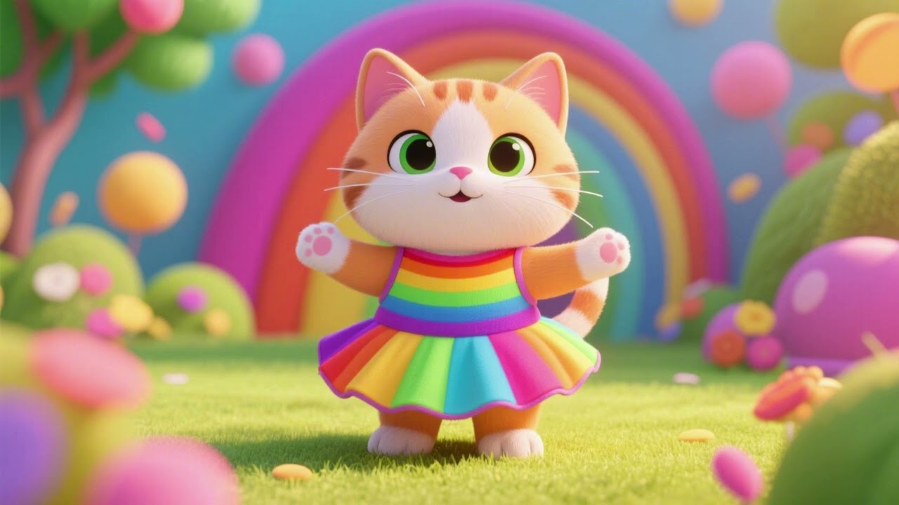 Радужная нарядная кошечка Китти Кэт | Учим цвета в милых нарядах