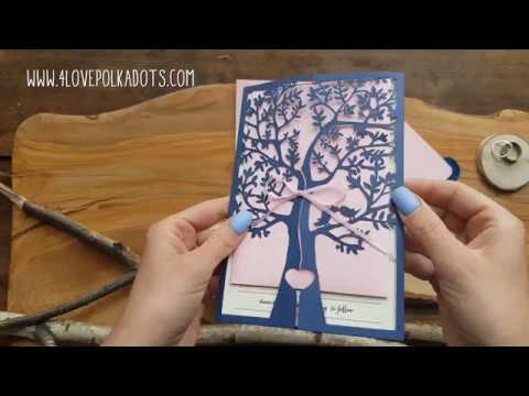 Download Wedding Invitations Navy Tree Laser Cut Youtube