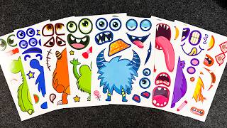 [🍒Paper DIY🍒] Funny Monster Sticker Book 👹 Make a Face with Colorful Monsters | Paper ASMR screenshot 1