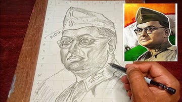Independence Day Drawing, Netaji Subhash Chandra Bose Drawing, Grid Method🇨🇮