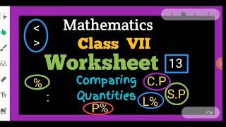 maths Worksheet 13/Class VII/10 November/ Comparing quantities/profit/Loss /Percentage/ENG medium