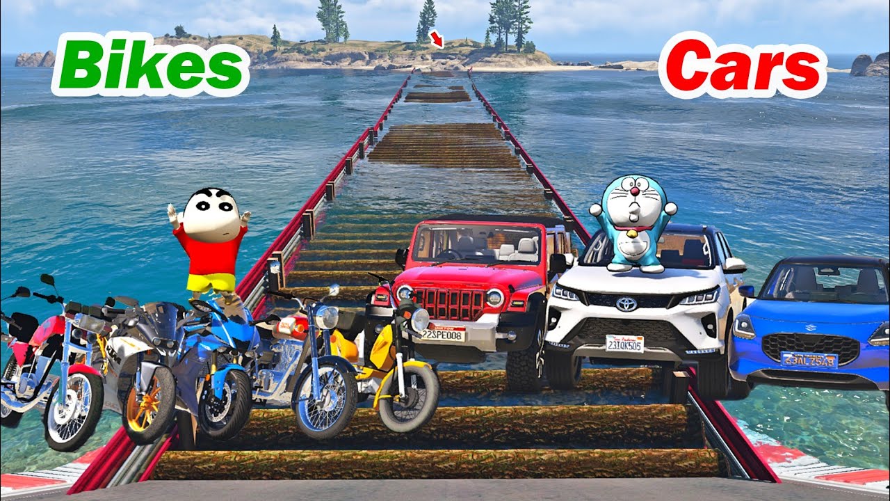 gta 5 wood water ramp challenge Indian cars and Indian bikes telugu | gta 5 telugu