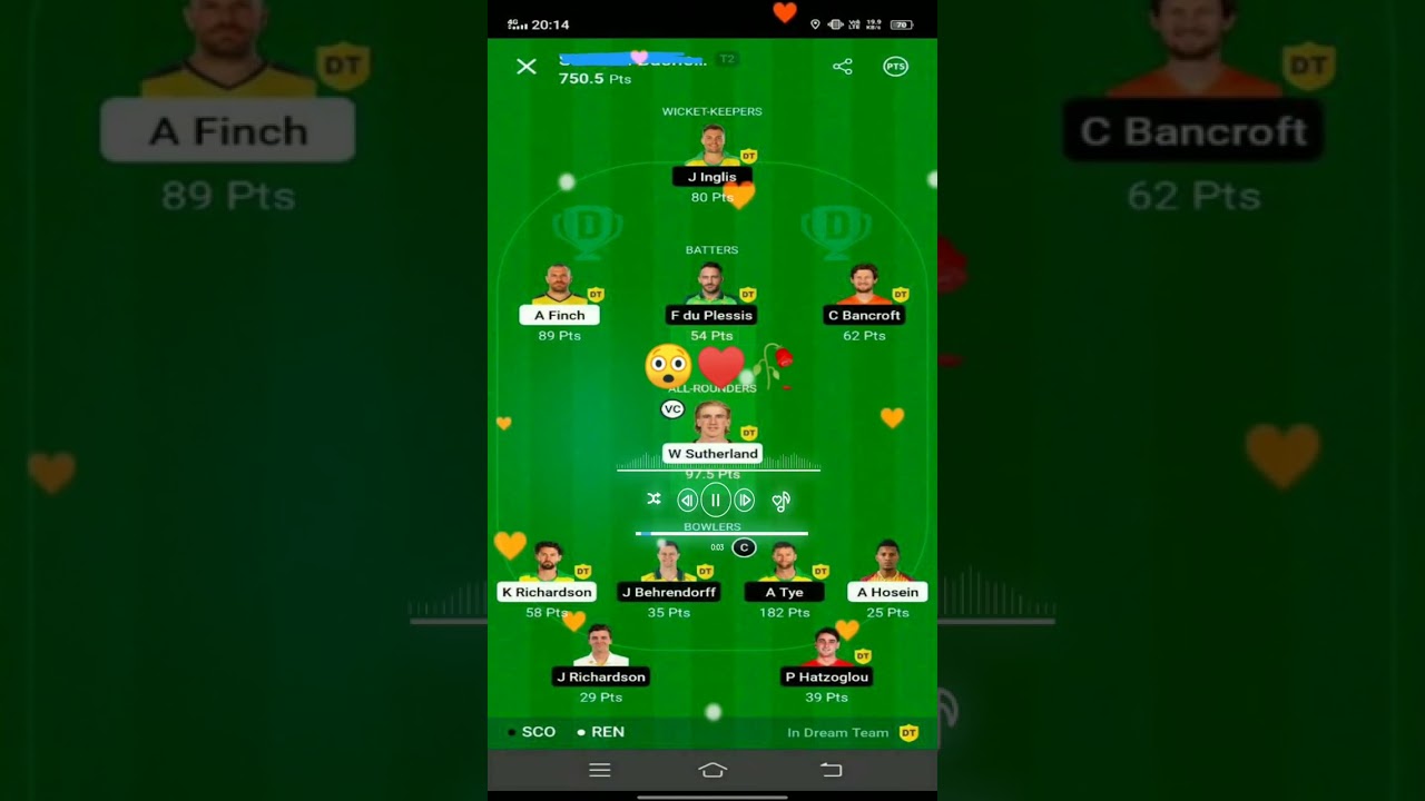 SCO VS REN T20 MATCH 🎉🔥♥️