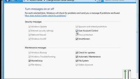 How to change Action Center Settings in Microsoft Windows 8