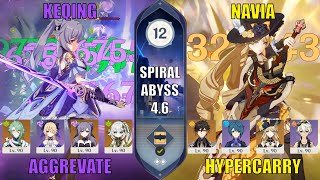 Keqing Aggravate & Navia Carry - 4.6 Spiral Abyss Floor 12 9 Star | Genshin Impact Tips and Tricks