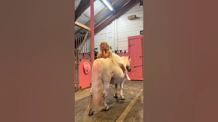 Sitting BACKWARDS and take a nap on top of her unicorn pony🦄 #horse #shortsvideo #equestrian