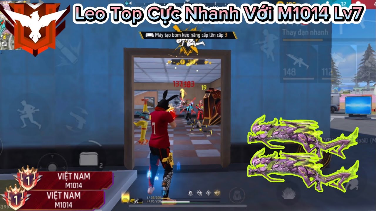 [Free Fire] Bỏ 10.000KC Nâng “M1014 Long Tộc Lên Lv7” Để Leo Từ Top 100 Lên Top 50 Sever VN M1014