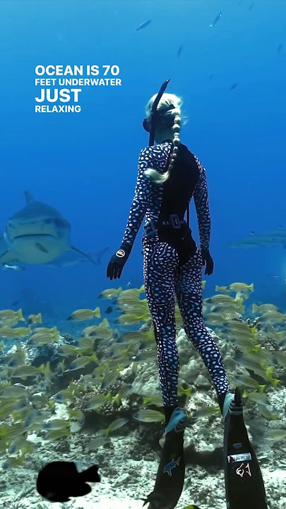 70ft on one breath 😮 @OCEANRAMSEYSHARKS #diving #onebreath #sharks #maldives #wifey #a