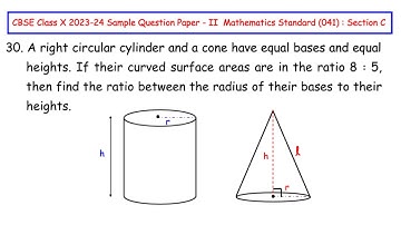 Q30 - A right circular cylinder and a cone have equal bases and equal heights...