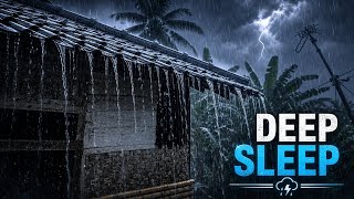 Intense Rain on Roof with Distant Thunder ⛈️ Heavy Rain Sounds for Deep Sleep