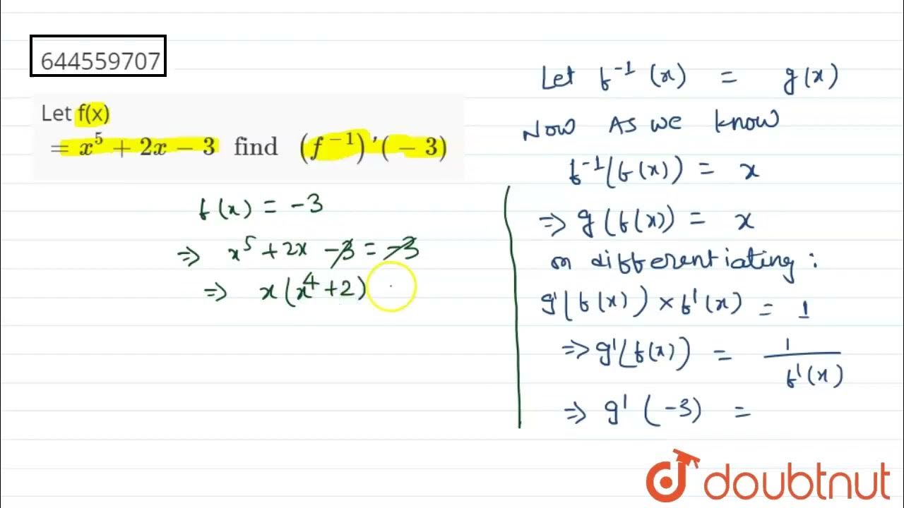 Let f x x 5 2x 3 find f 1 3 class 12 question bank