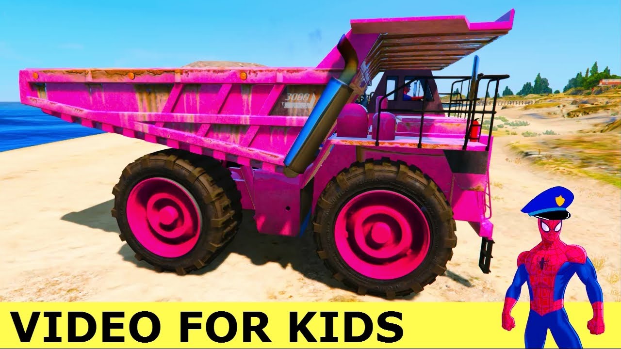 COLORS DUMP TRUCKS for Kids with Spiderman Cartoon and Nursery Rhymes ...