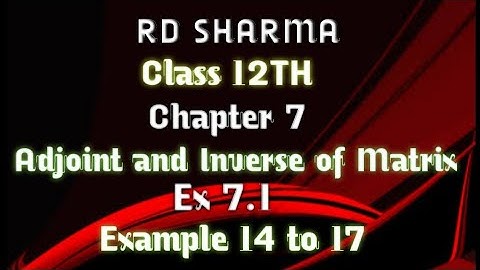 RD Sharma | Class 12 | Chapter 7 | Adjoint and Inverse of Matrix | Ex 7.1 | Example 14 to 17 |