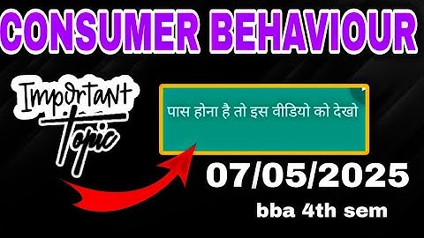 401, CONSUMER BEHAVIOUR MOST IMPORTANT TOPICS CCSU BBA 4TH SEM 2025😵😵( 7/5/25)