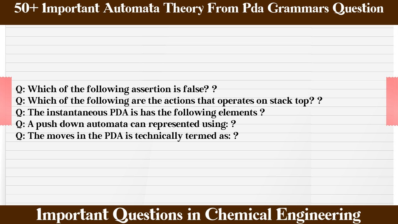 MCQ Questions Automata Theory From Pda Grammars with Answers