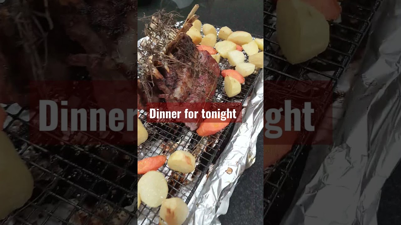 Roast lamb and vegetables  with gravy