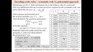Cyclic codes Pt  2, encoding and decoding